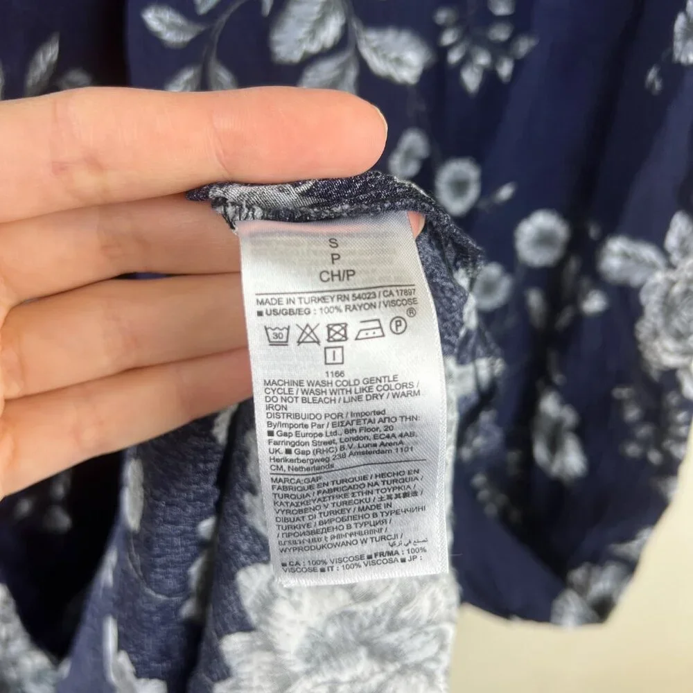 Gap Maternity Blue Floral Printed Puff Sleeve Midi Dress